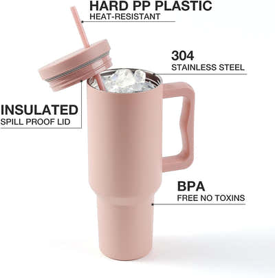 DS BS 1200ML Tumbler with Handle Fit Car Cup Holders - White