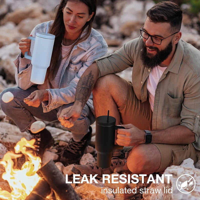 DS BS 1200ML Tumbler with Handle Fit Car Cup Holders - White