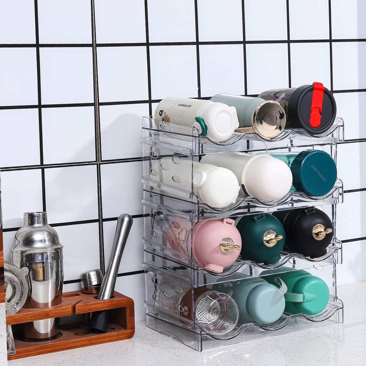 DS BS 4 Tier 12 Containers Tumbler Water Bottle  Organizer