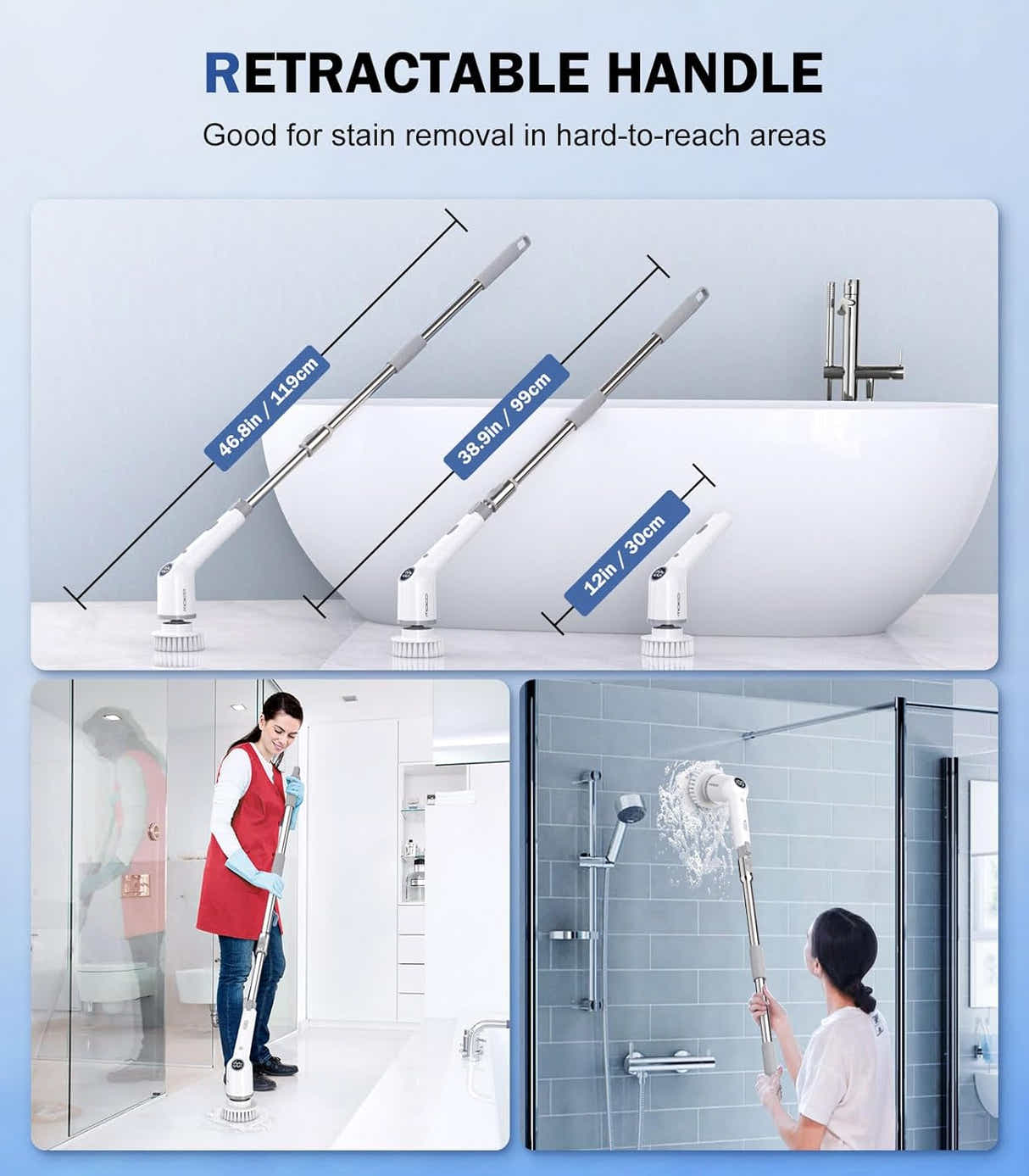 DS BS Cordless Cleaning Brush 9 Replaceable Brush Heads