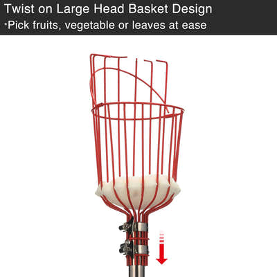 DS BS Fruit Picker Pole with Basket Telescoping