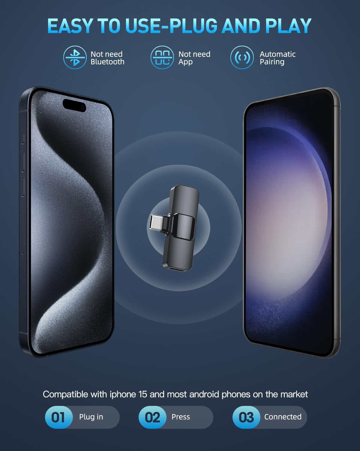 DS BS 2Pack USB C Wireless Microphone for Android Phone Laptop