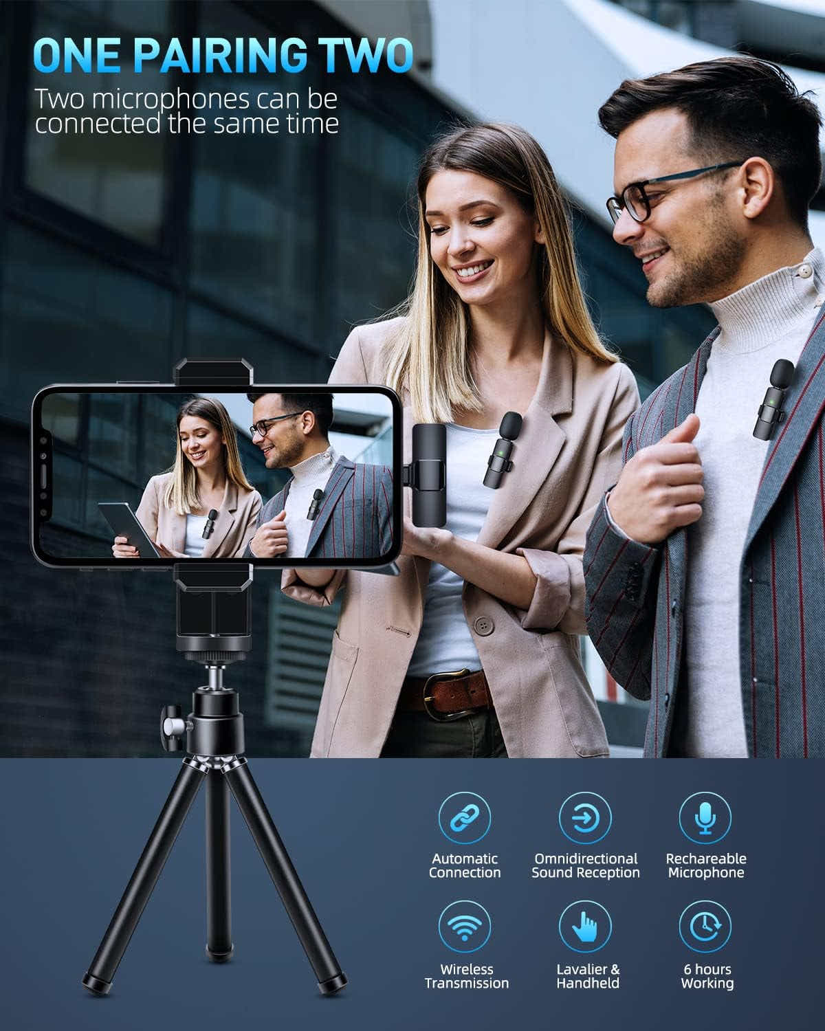 DS BS 2Pack USB C Wireless Microphone for Android Phone Laptop