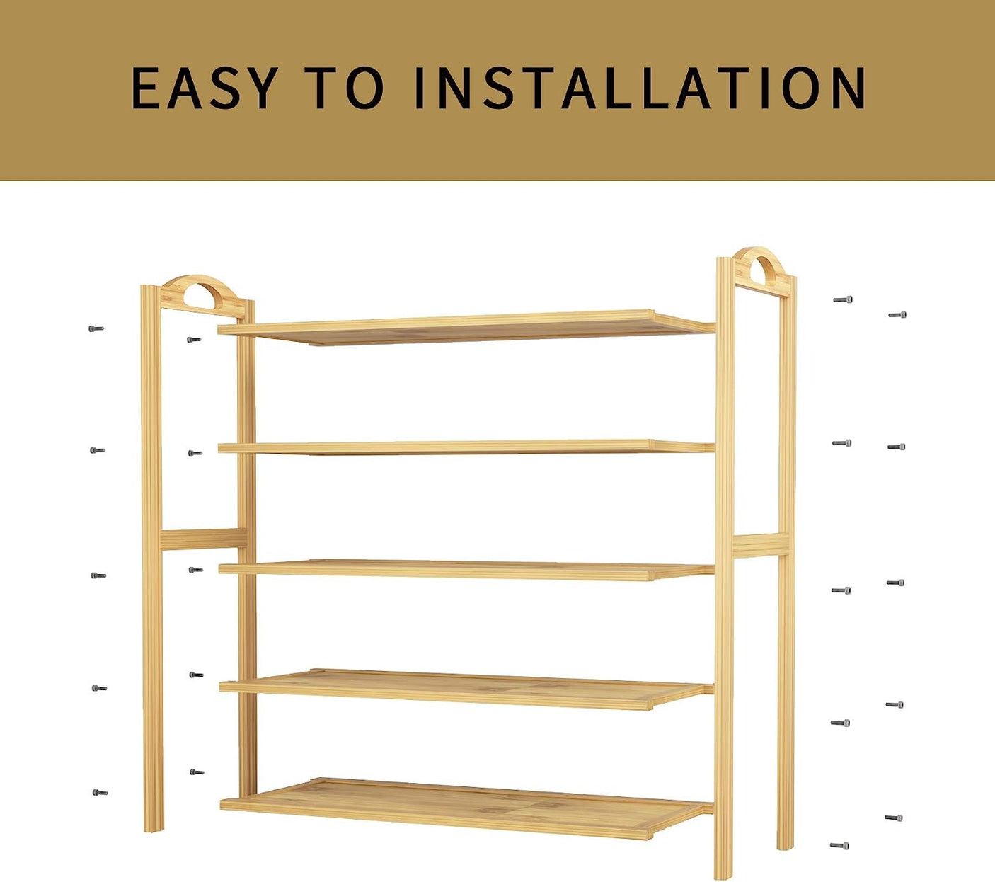 DS BS 6-Tier Bamboo Shoe Rack Shoe Storage Organizer