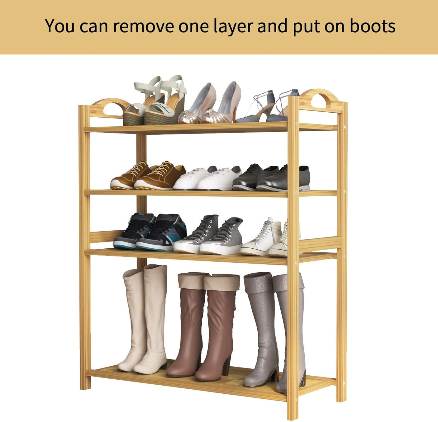 DS BS 6-Tier Bamboo Shoe Rack Shoe Storage Organizer