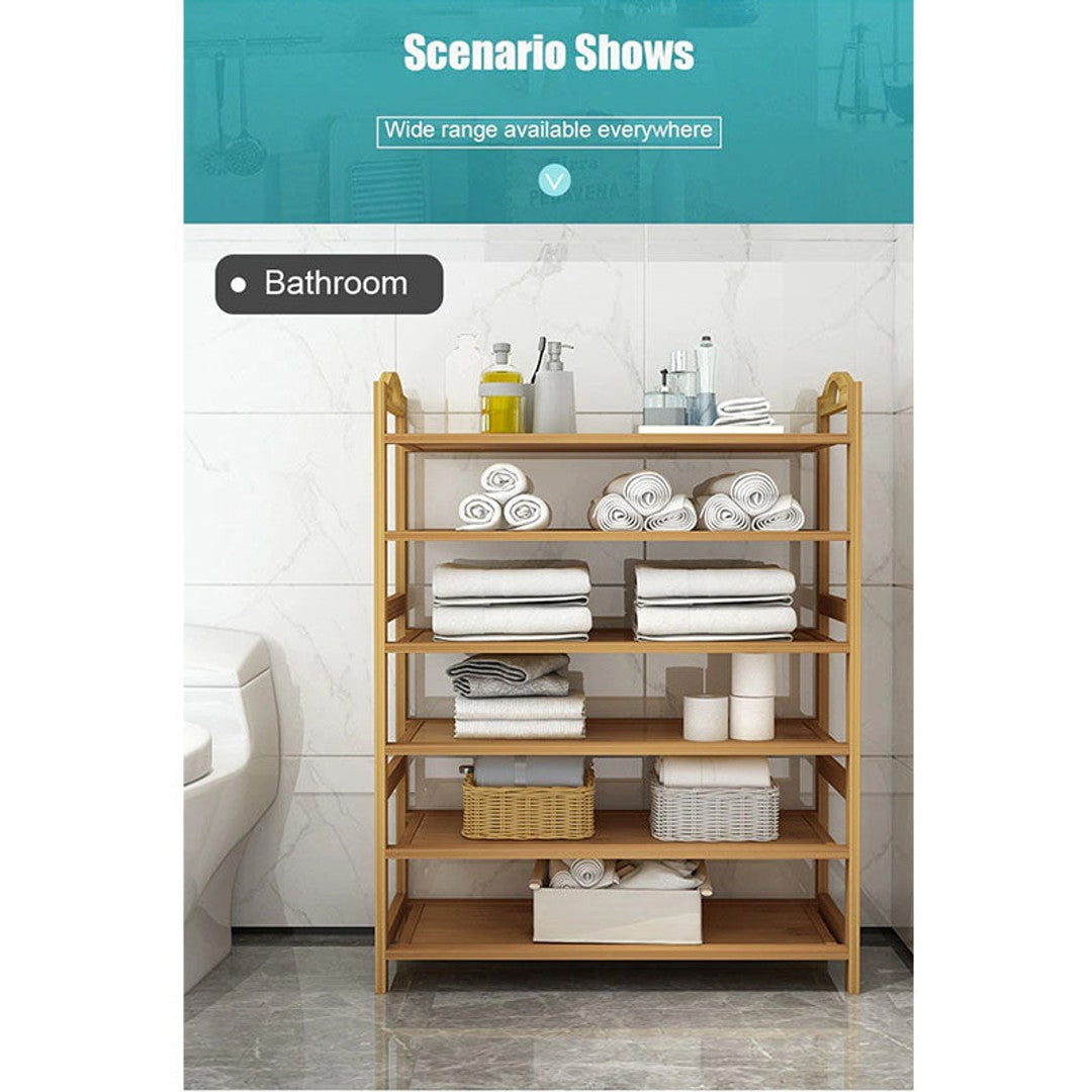 DS BS 6-Tier Bamboo Shoe Rack Shoe Storage Organizer