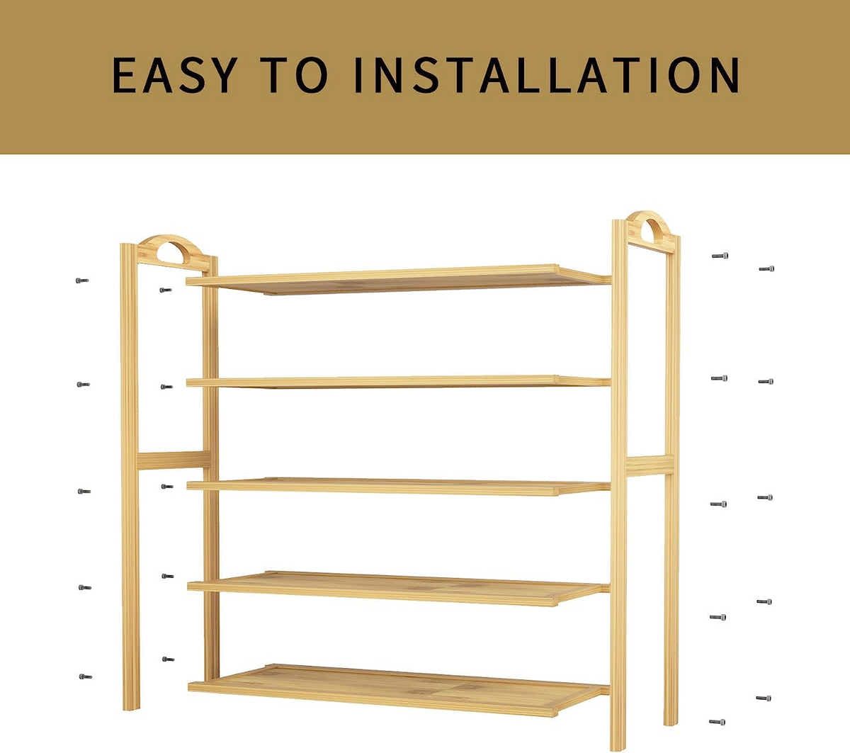 DS BS 5-Tier Bamboo Shoe Rack Shoe Storage Organizer