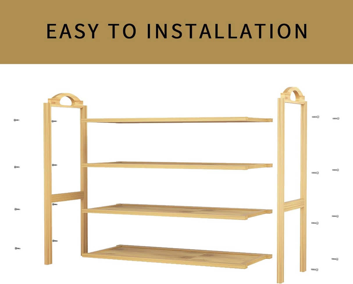 DS BS 4-Tier Bamboo Shoe Rack Shoe Storage Organizer