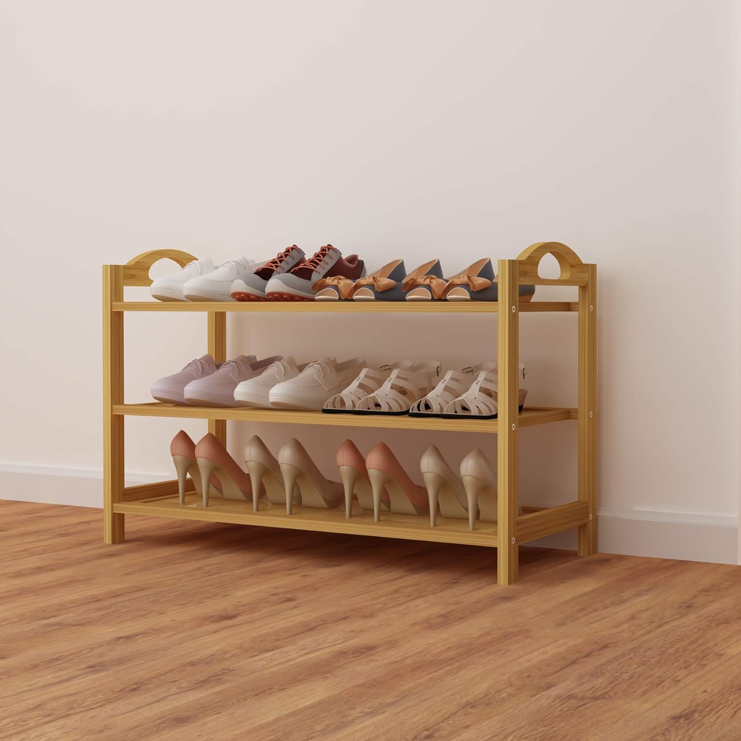 DS BS 3-Tier Bamboo Shoe Rack Shoe Storage Organizer