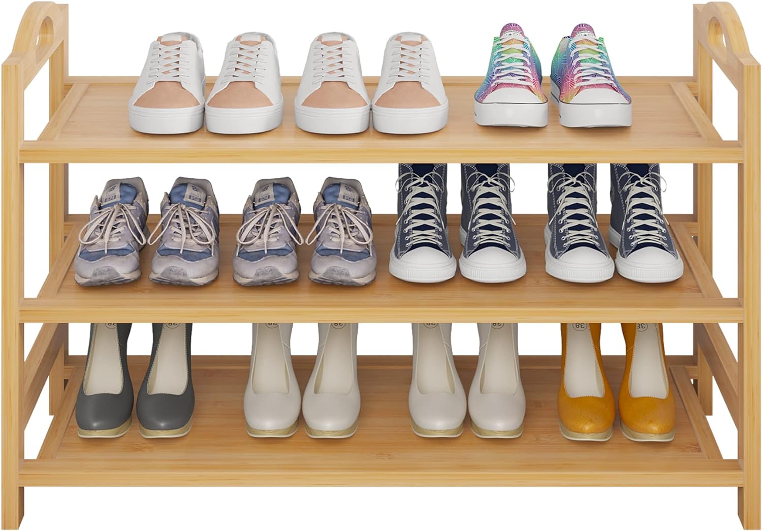DS BS 3-Tier Bamboo Shoe Rack Shoe Storage Organizer