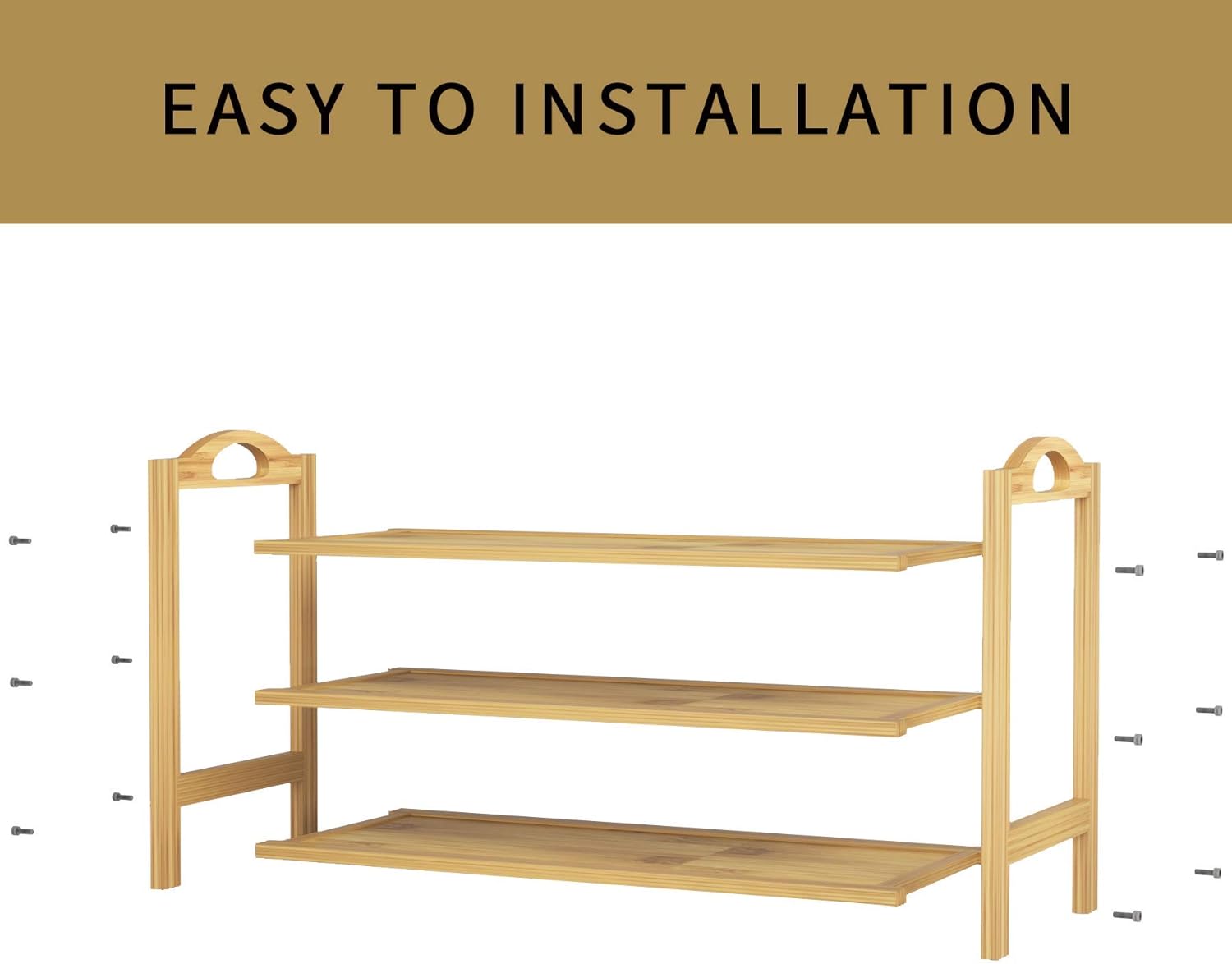 DS BS 3-Tier Bamboo Shoe Rack Shoe Storage Organizer