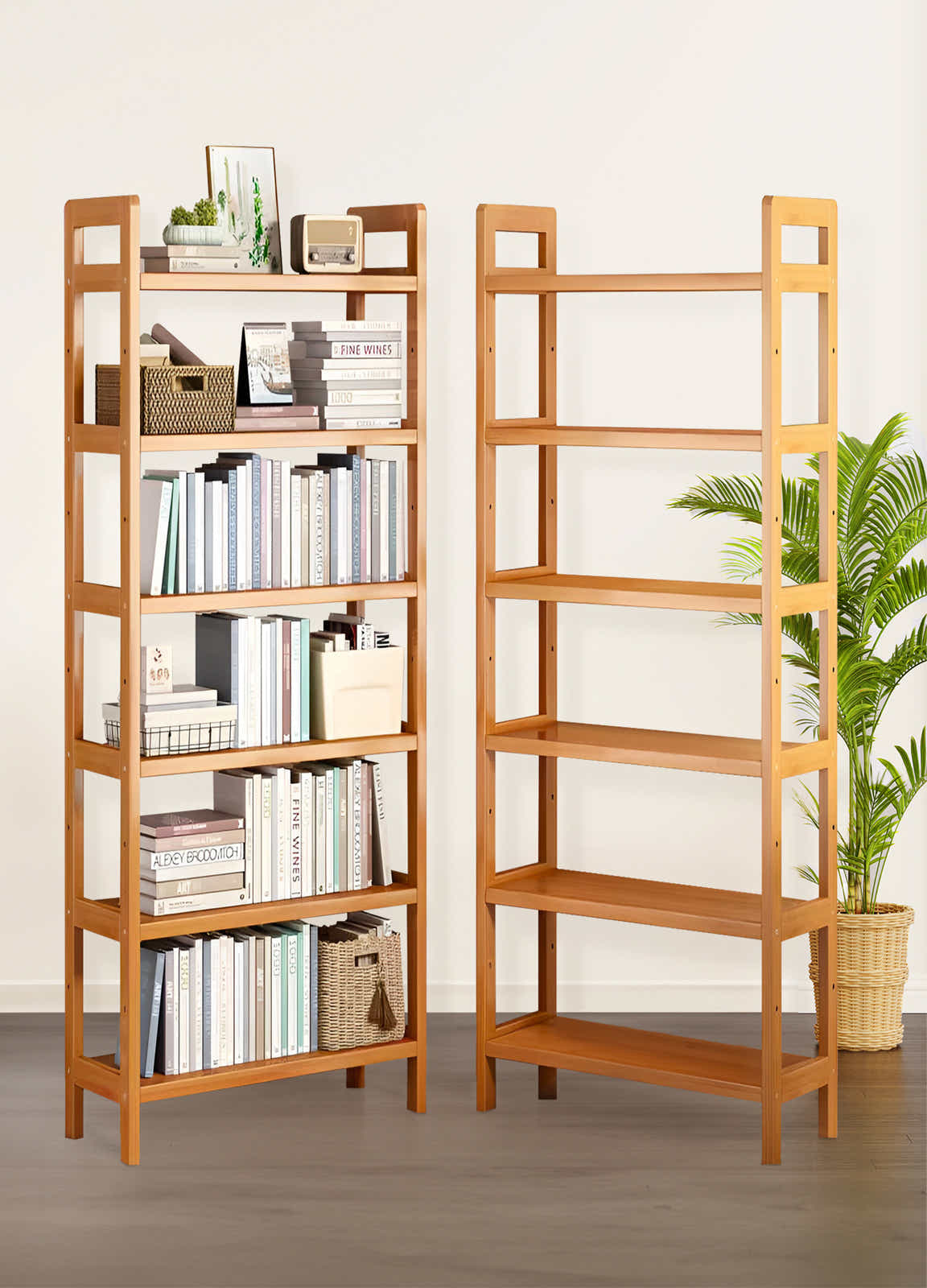 DS BS 6-Tier Bamboo Bookshelf Storage Rack-50CM