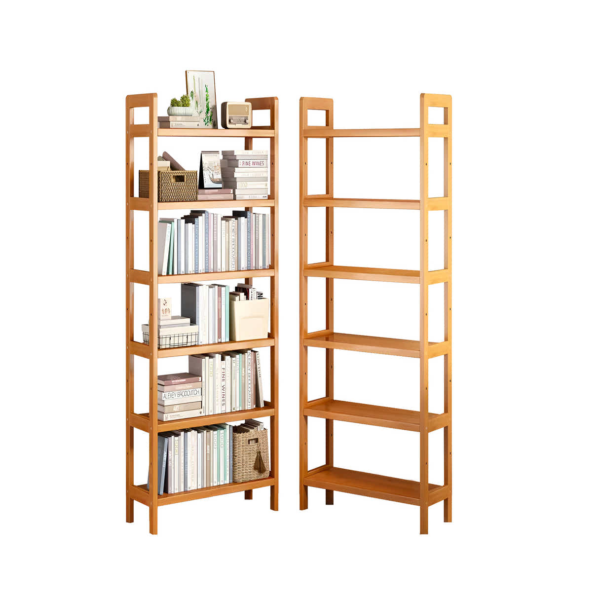 DS BS 6-Tier Bamboo Bookshelf Storage Rack-50CM