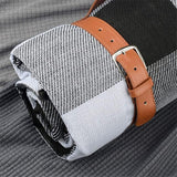 DS BS 2x2M Portable Picnic Blanket with Comfort Carry Strap-Black Striped