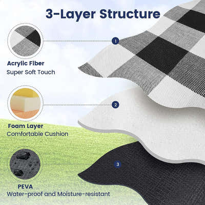 DS BS 2x2M Portable Picnic Blanket with Comfort Carry Strap-Blue Striped