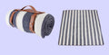 DS BS 2x2M Portable Picnic Blanket with Comfort Carry Strap-Blue Striped