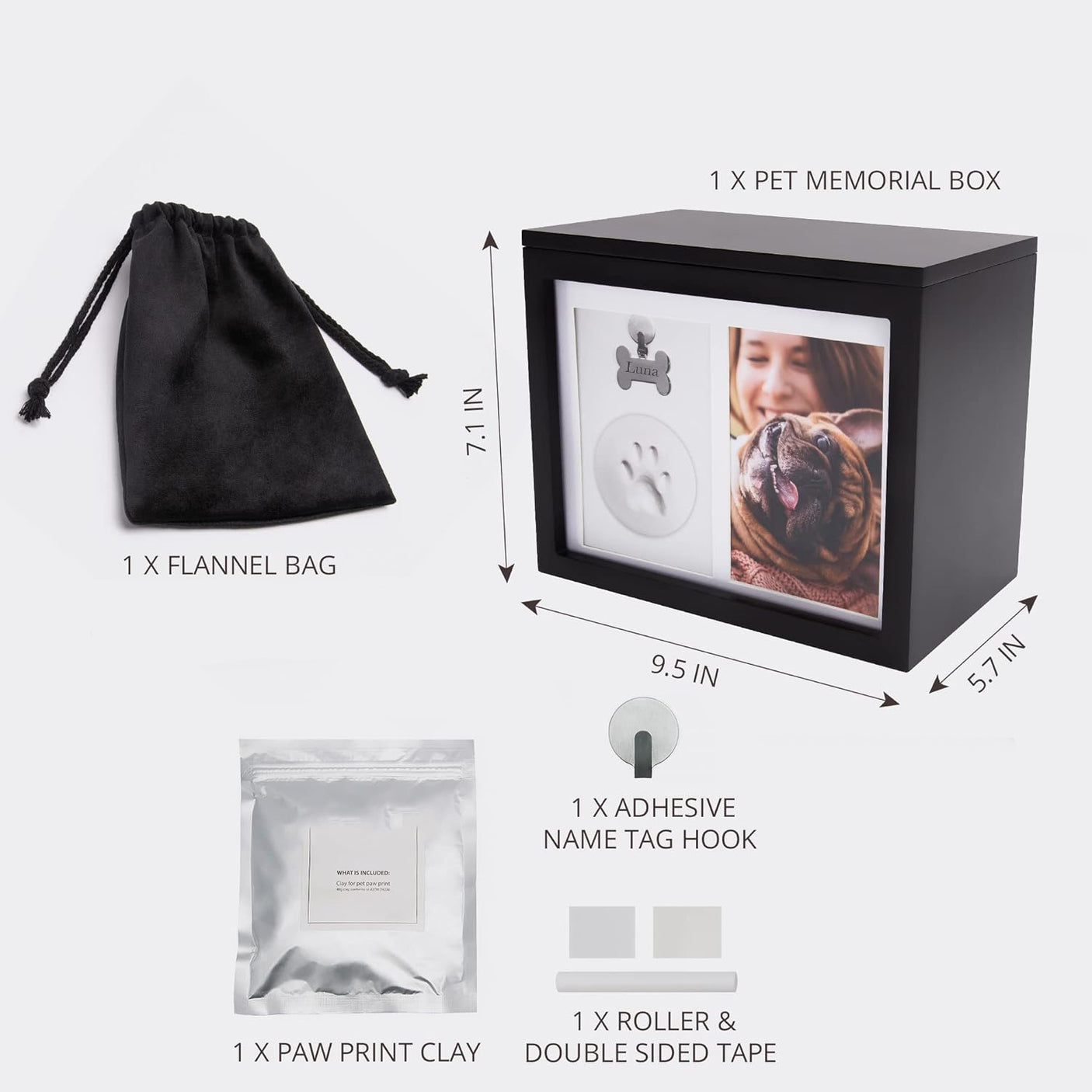 DS BS Personalized Wooden Memorial Dog Urn