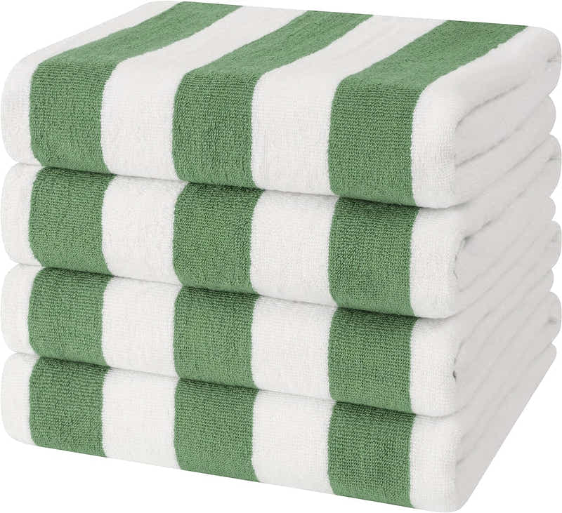 DS BS 100% Cotton Stripe Beach Towel Bath Towel - Green