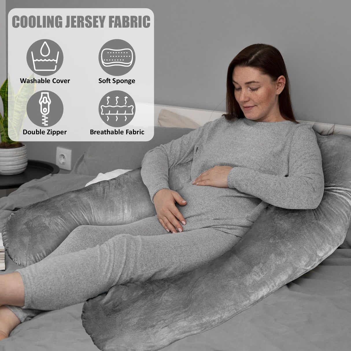 DS BS Pregnancy Body Pillow For Belly Support-Gray