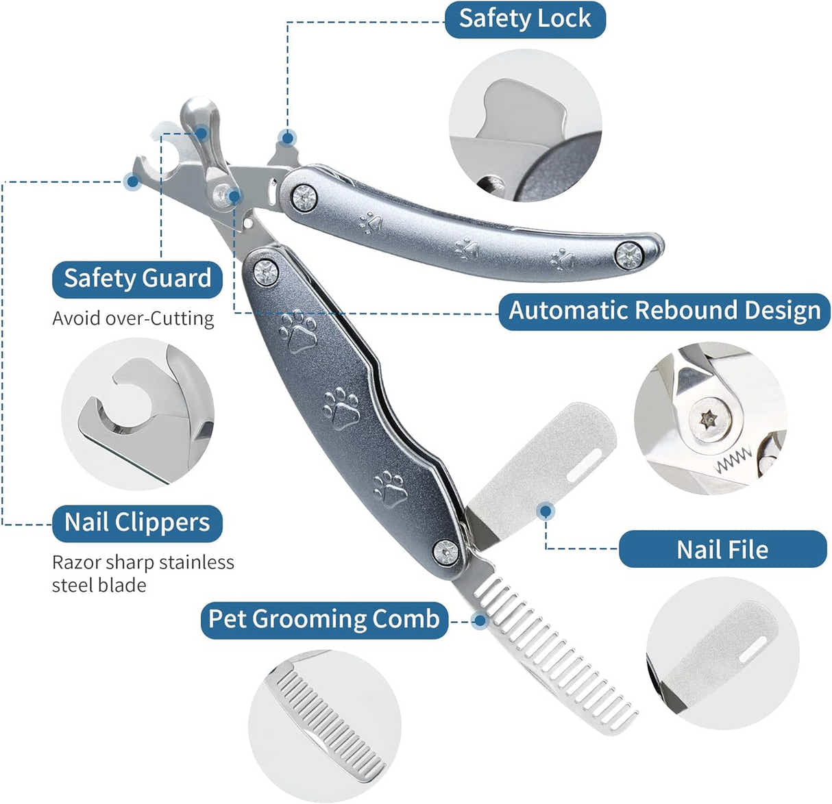 DS BS 3 in 1 Foldable Dog Nail Clippers