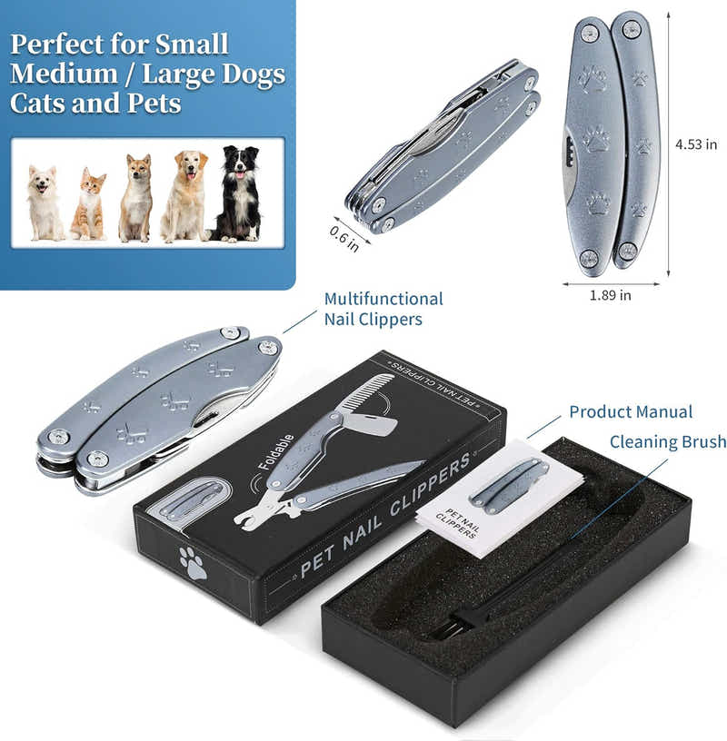 DS BS 3 in 1 Foldable Dog Nail Clippers