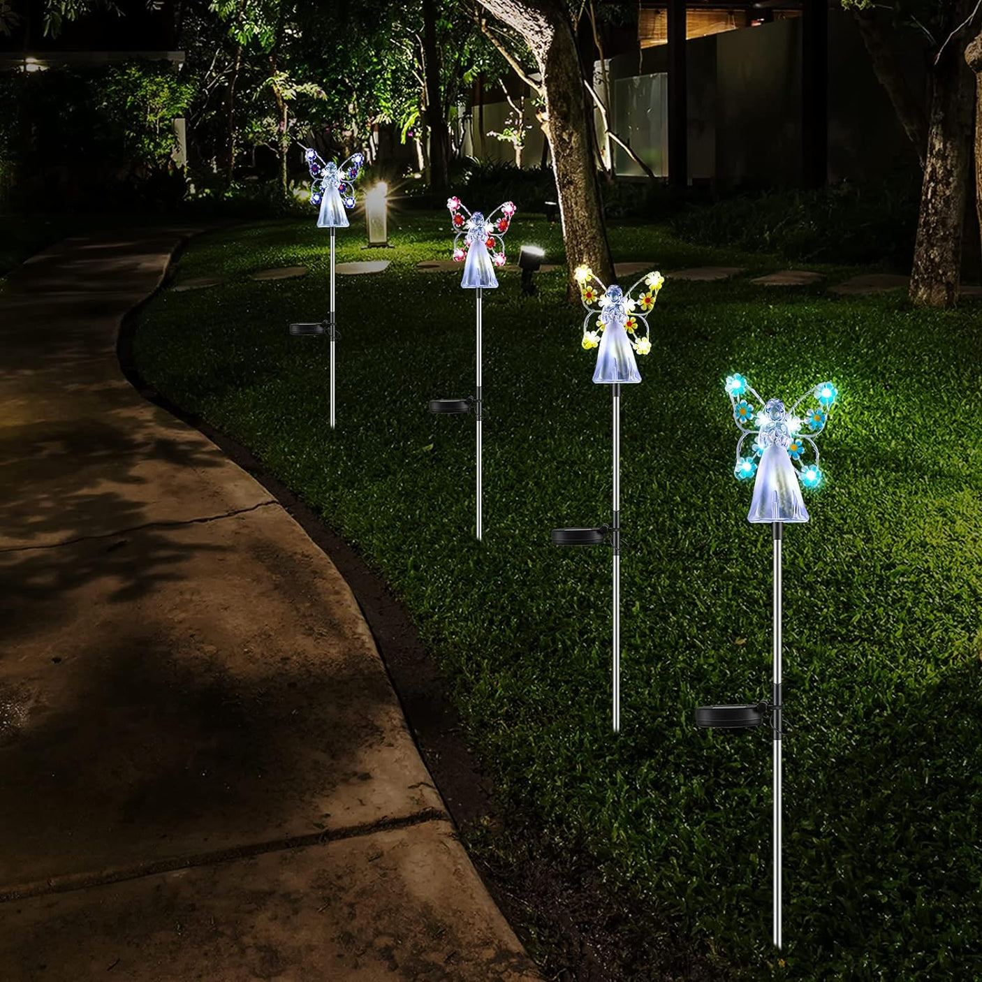 DS BS  Solar Angel Garden Stake Lights-Purple