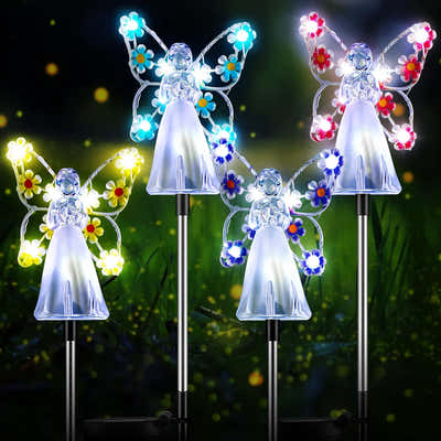 DS BS Solar Angel Garden Stake Lights-Pink