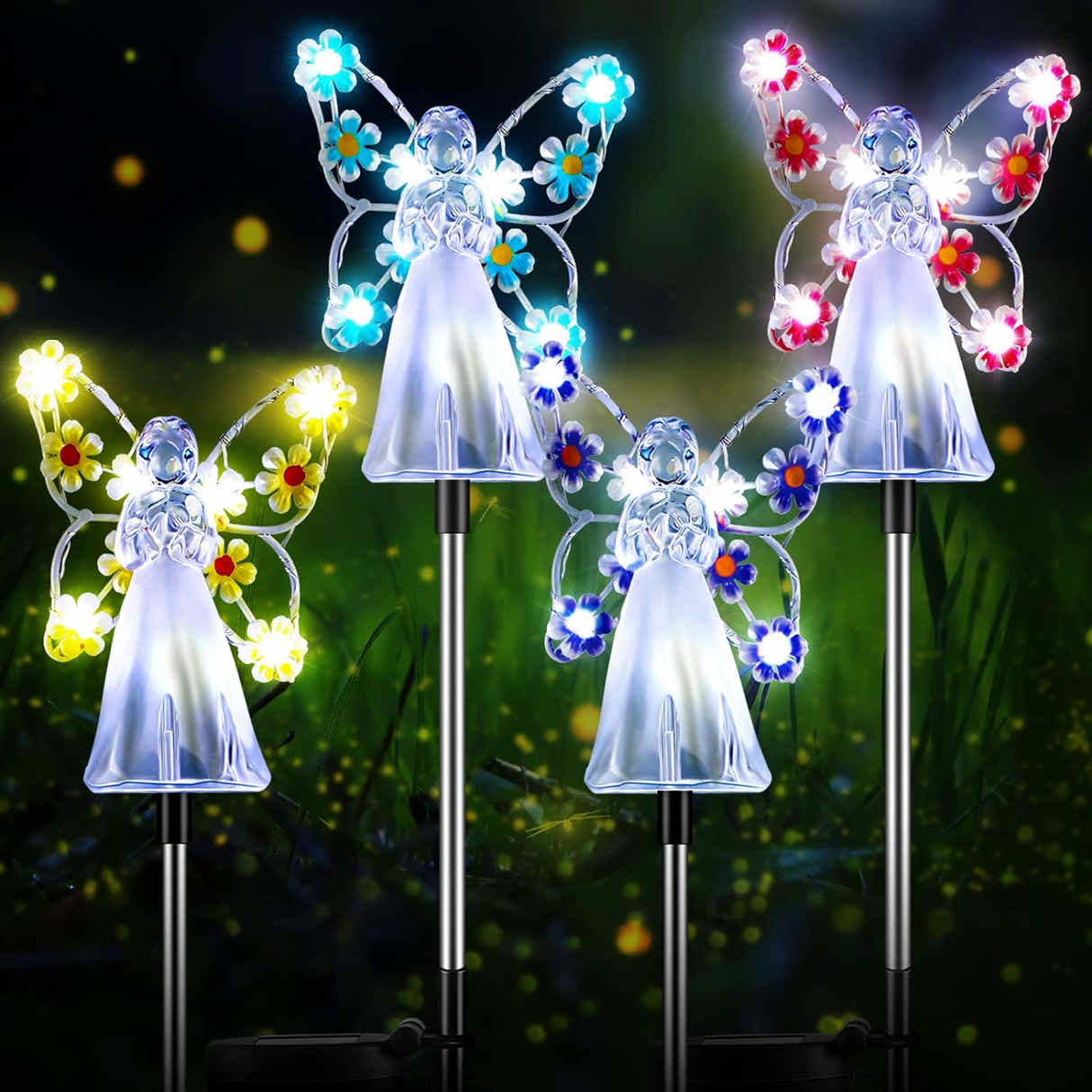 DS BS Solar Angel Garden Stake Lights-Blue