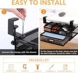 DS BS Dual Sliding Drawer Under Desk Drawer Organizer