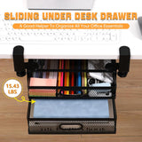 DS BS Dual Sliding Drawer Under Desk Drawer Organizer
