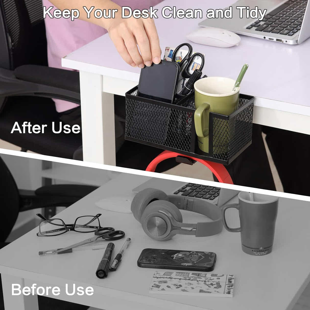 DS BS 3-in-1 Clip-On Desk Organizer
