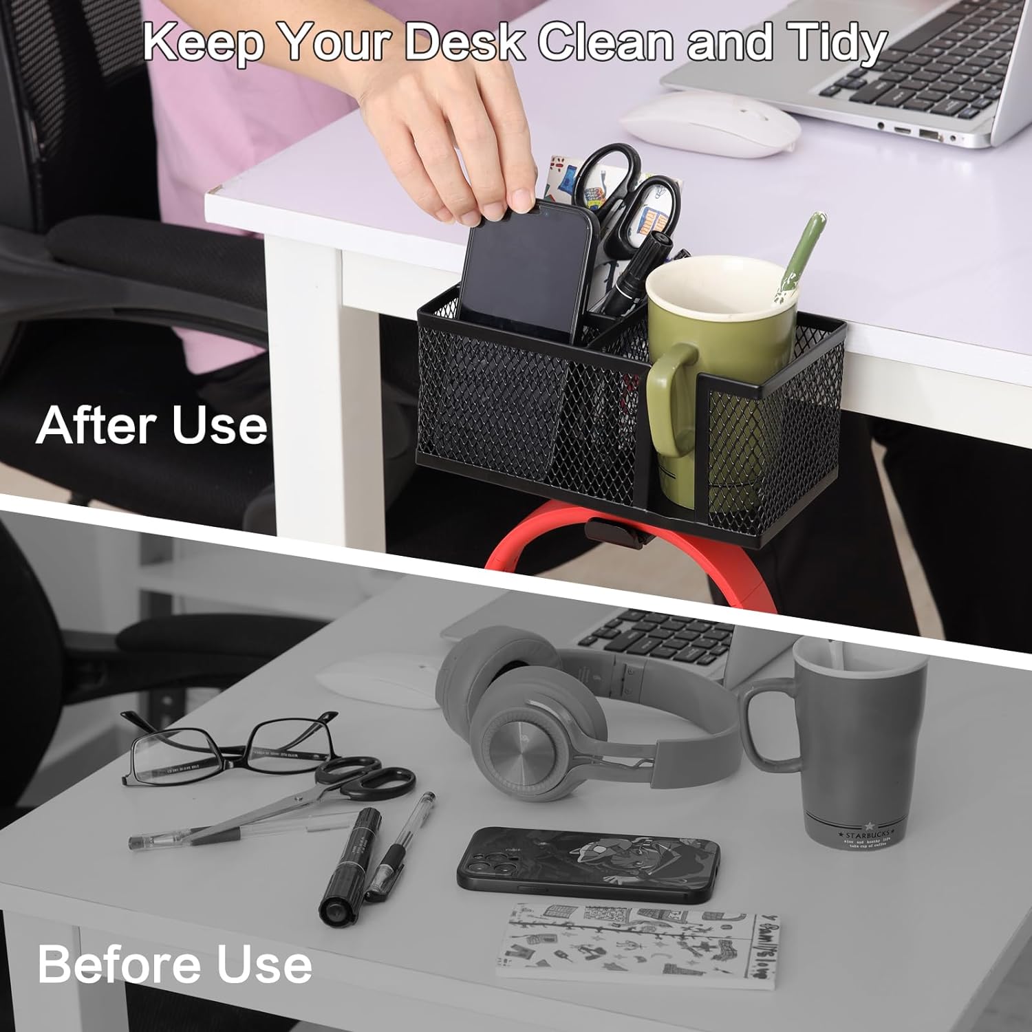 DS BS 3-in-1 Clip-On Desk Organizer