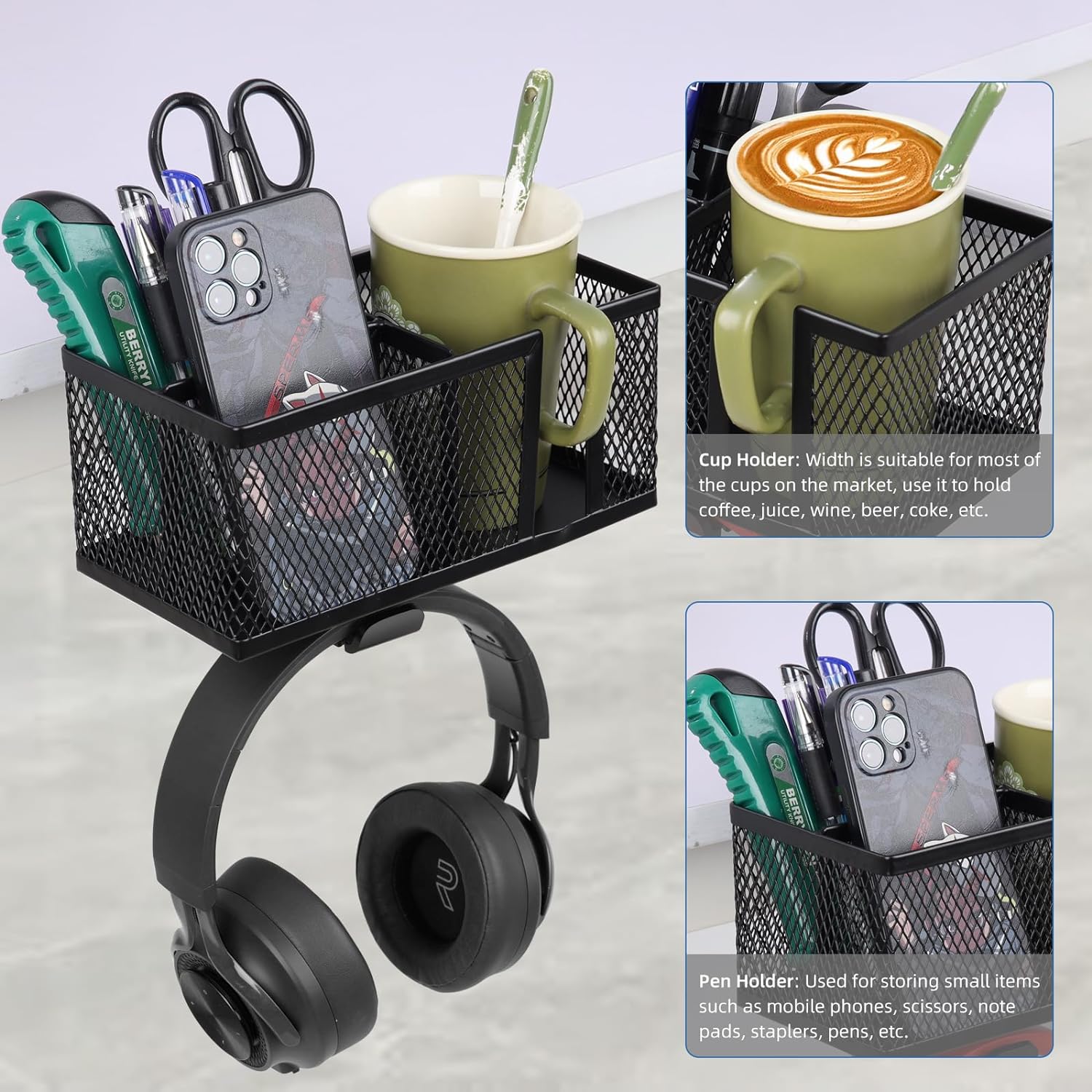 DS BS 3-in-1 Clip-On Desk Organizer