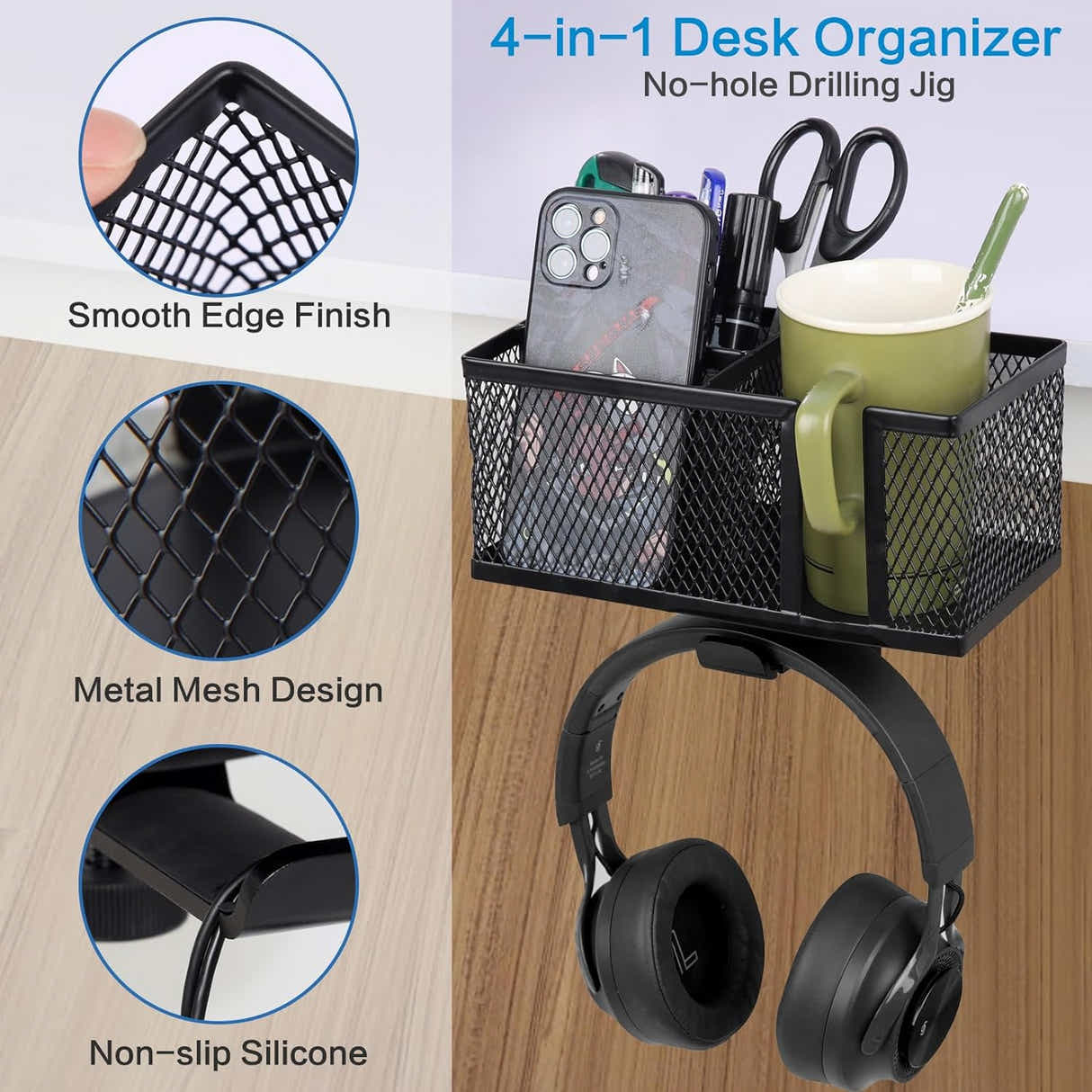 DS BS 3-in-1 Clip-On Desk Organizer