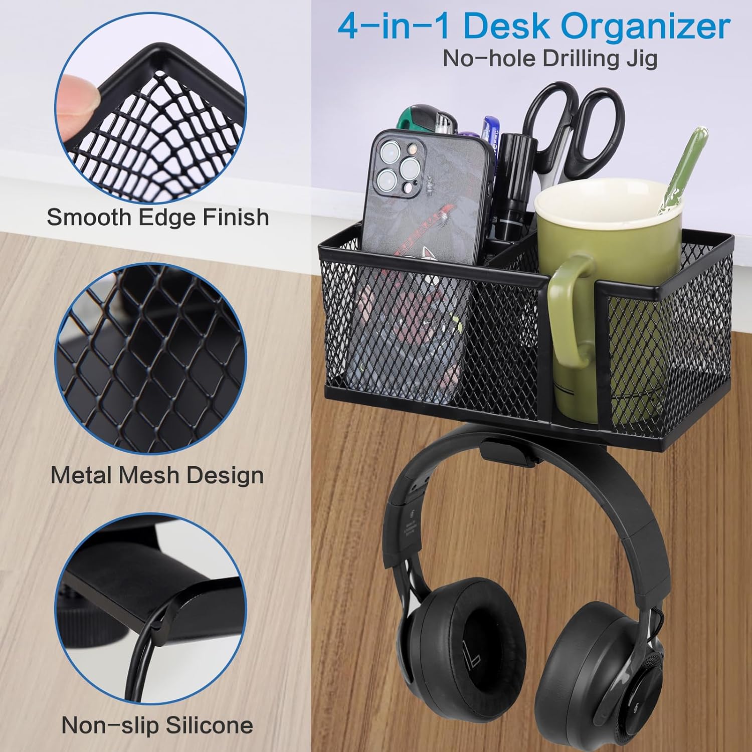 DS BS 3-in-1 Clip-On Desk Organizer