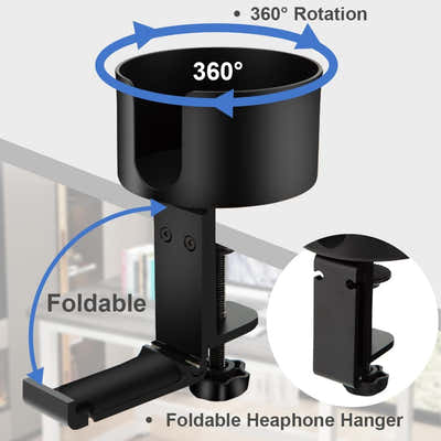 DS BS 2 in 1 Table Cup Holder with Headphone Hanger