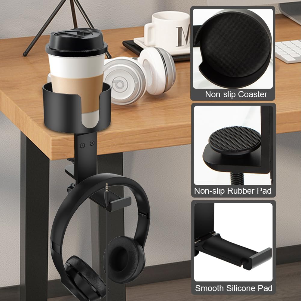 DS BS 2 in 1 Table Cup Holder with Headphone Hanger