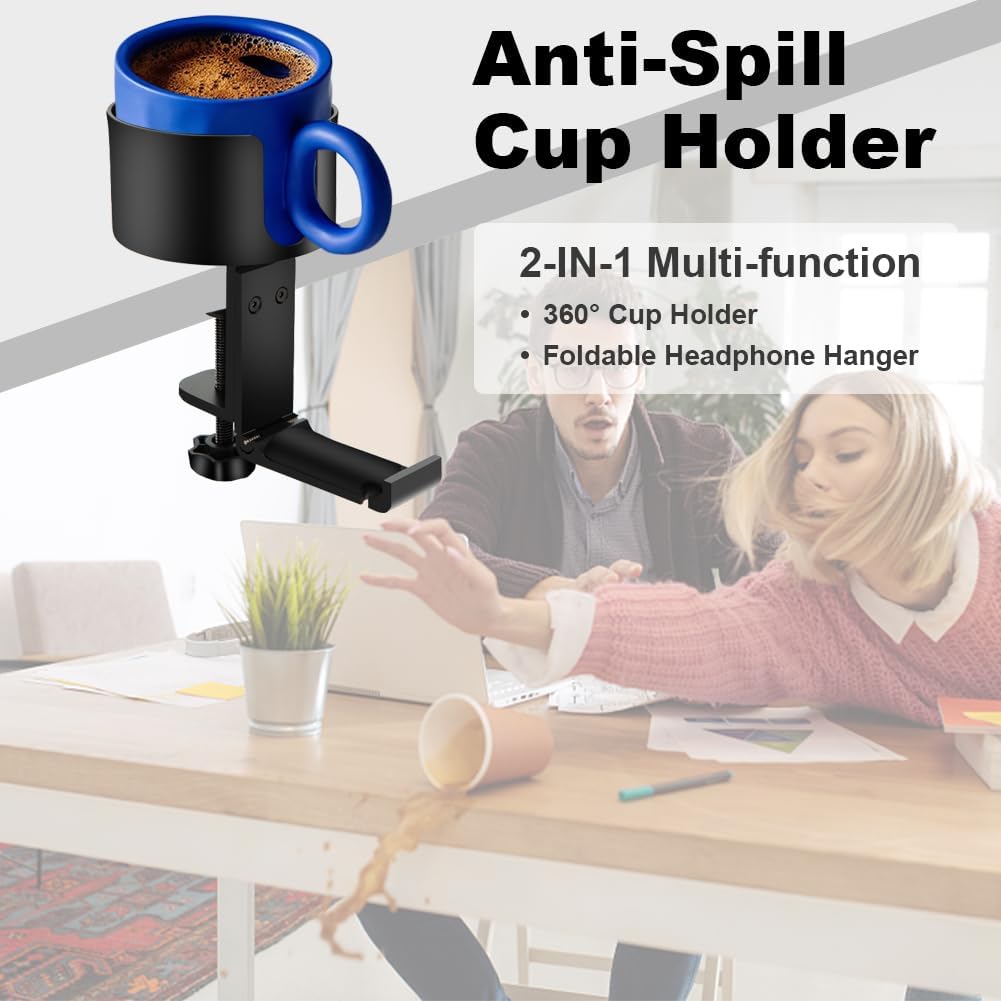 DS BS 2 in 1 Table Cup Holder with Headphone Hanger