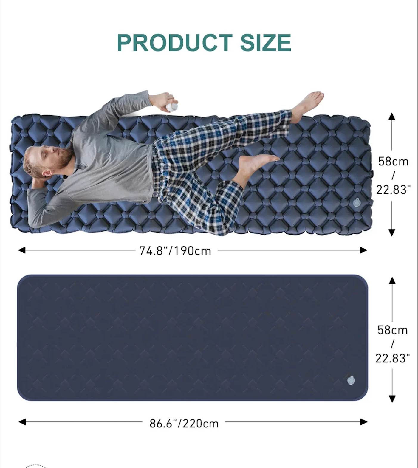 DS BS Single Inflatable Camping Mattress Sleeping pad - Blue