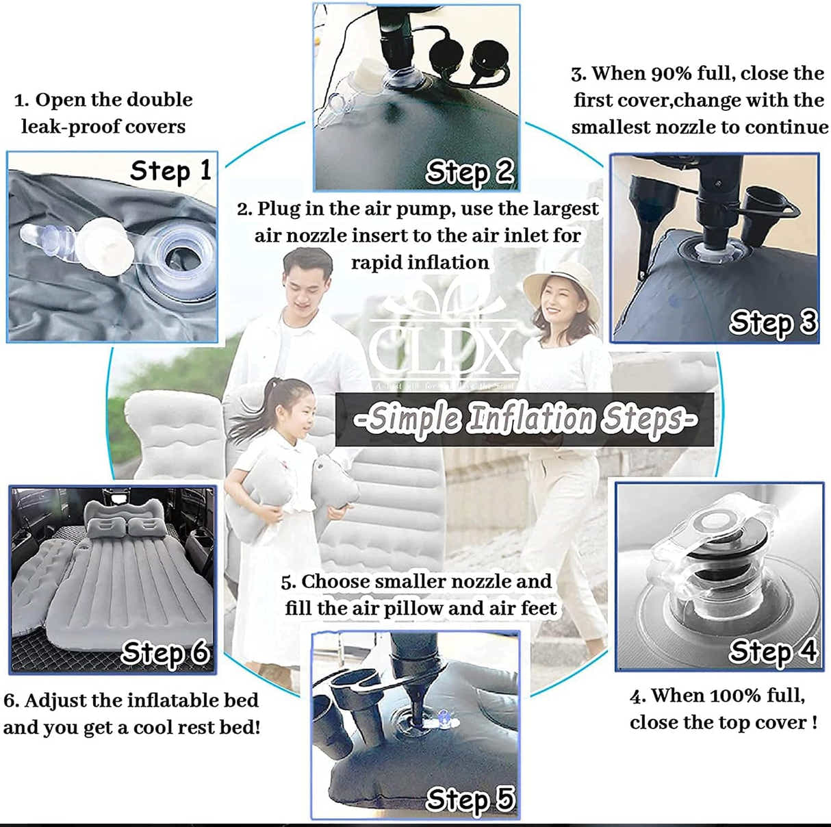 DS BS Car Air Mattress With 2 Pillows and Air Pump