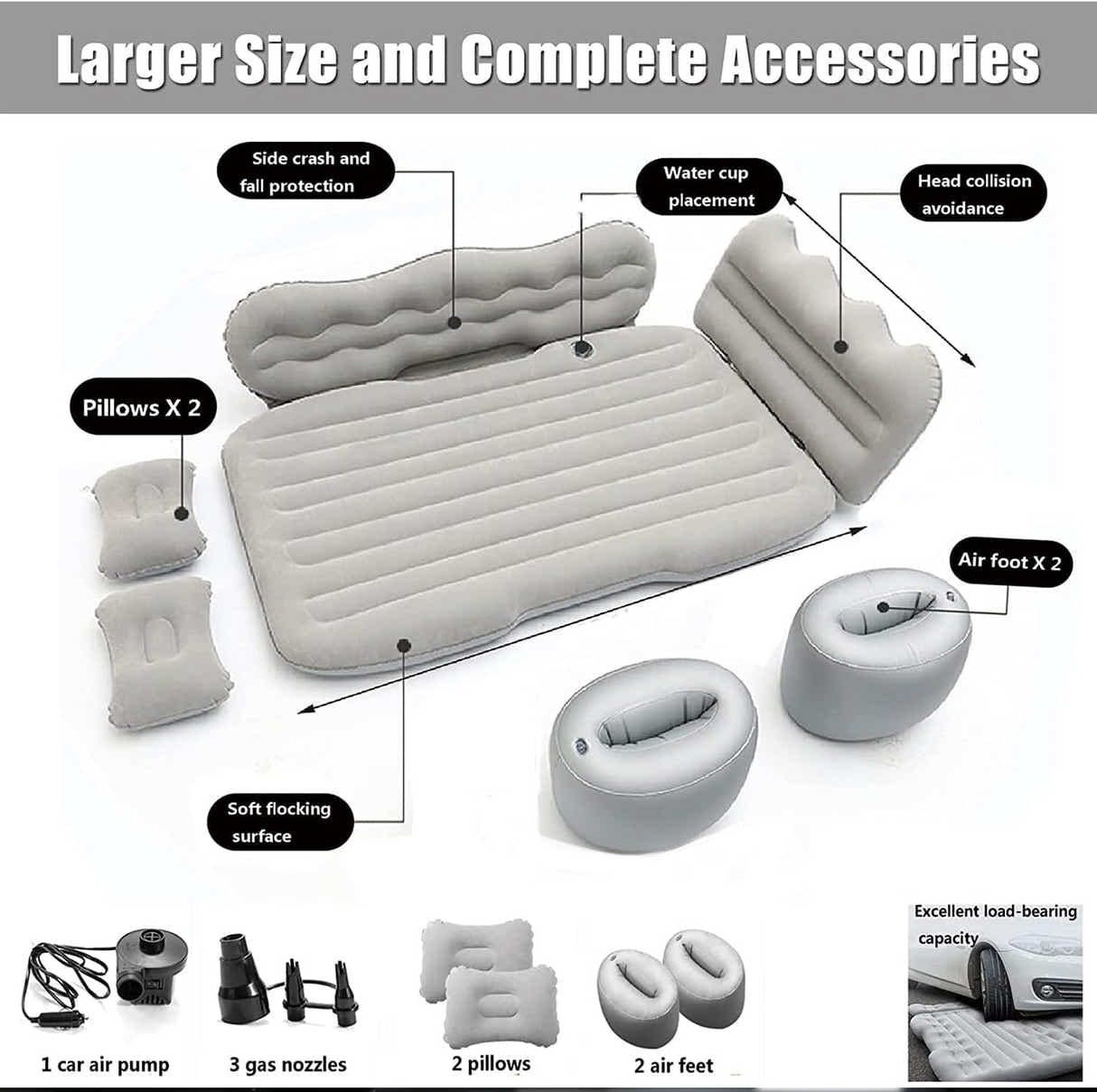 DS BS Car Air Mattress With 2 Pillows and Air Pump