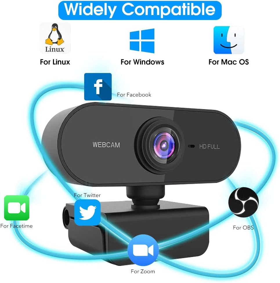 DS BS Webcam for PC with Microphone - 1080P HD