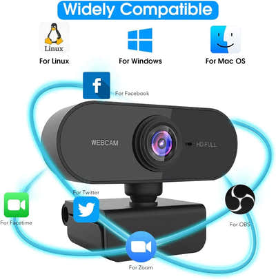 DS BS Webcam for PC with Microphone - 1080P HD
