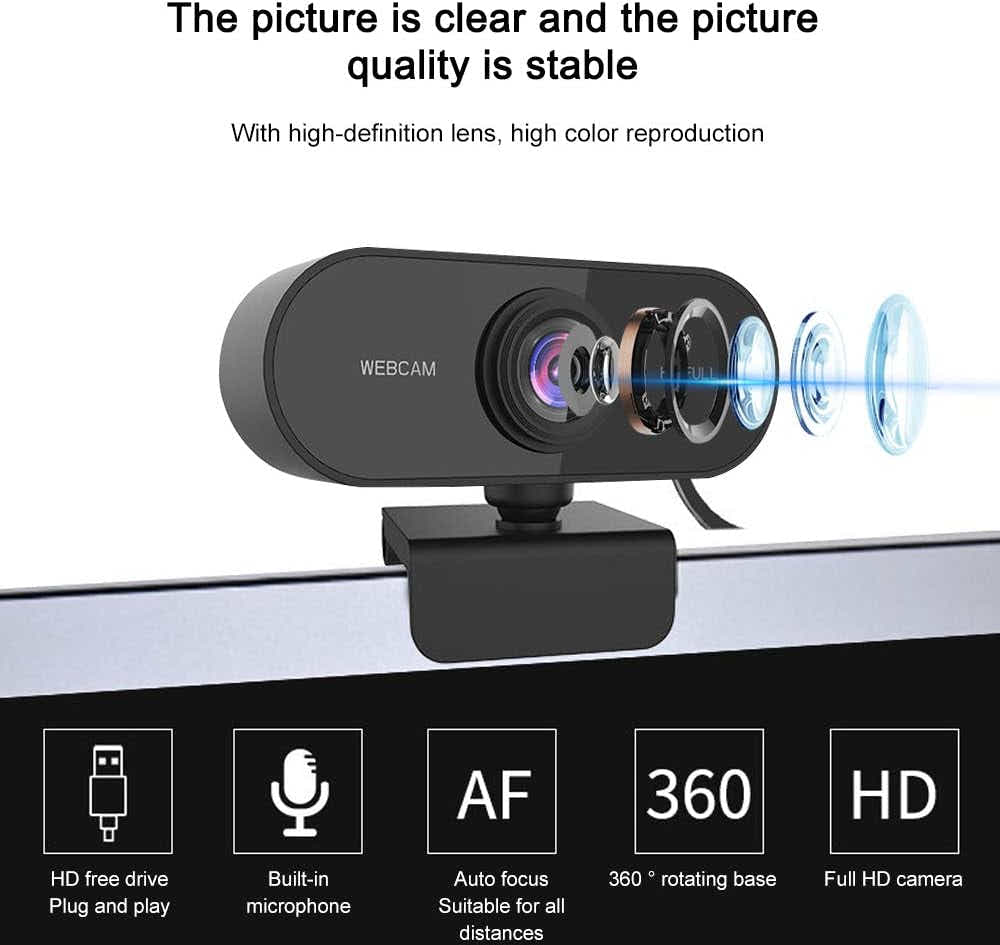 DS BS Webcam for PC with Microphone - 1080P HD