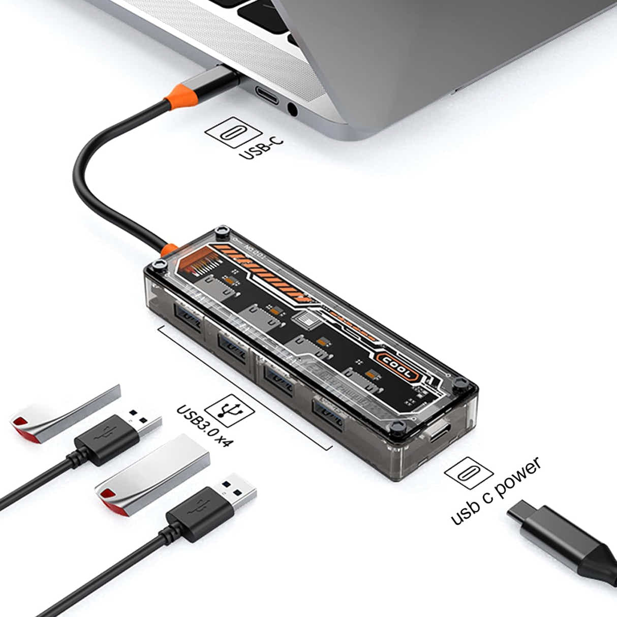 DS BS USB C Adapter Docking Station with 4-Ports