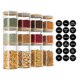 DS BS Set Of 12 Square Glass Storage Jars With 144pc Label Set