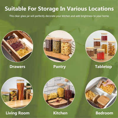 DS BS Set Of 12 Square Glass Storage Jars With 144pc Label Set
