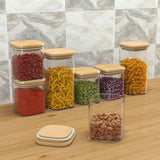 DS BS Set Of 12 Square Glass Storage Jars With 144pc Label Set