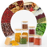 DS BS Set Of 12 Square Glass Storage Jars With 144pc Label Set