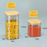DS BS Set Of 12 Square Glass Storage Jars With 144pc Label Set